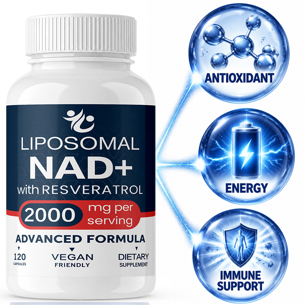Resveratrol Capsule Anti Aging - Liposomales NAD+ Nahrungsergänzungsmittel mit Trans-Resveratrol, Steigert