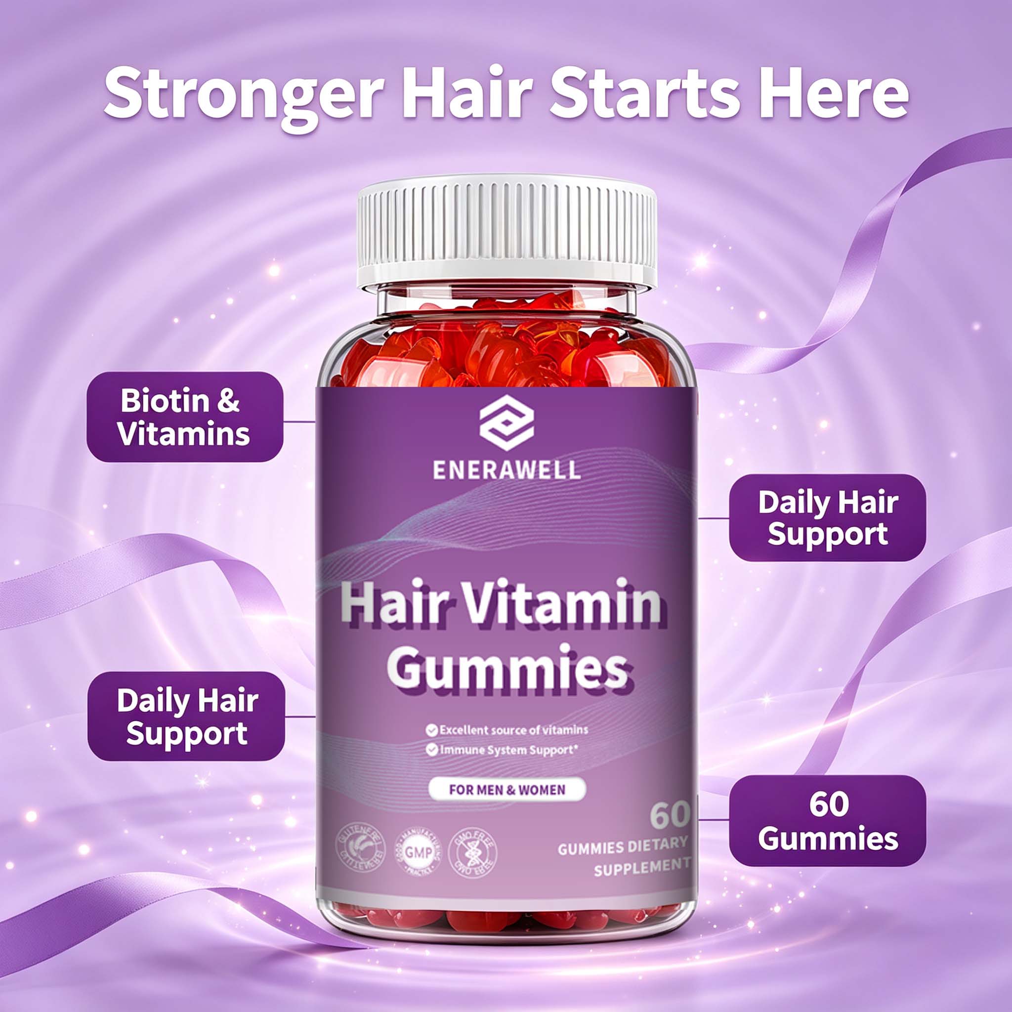 Multivitamin Gummy Adult - Biotin-Gummibärchen 5000 µg Haar Haut Nägel