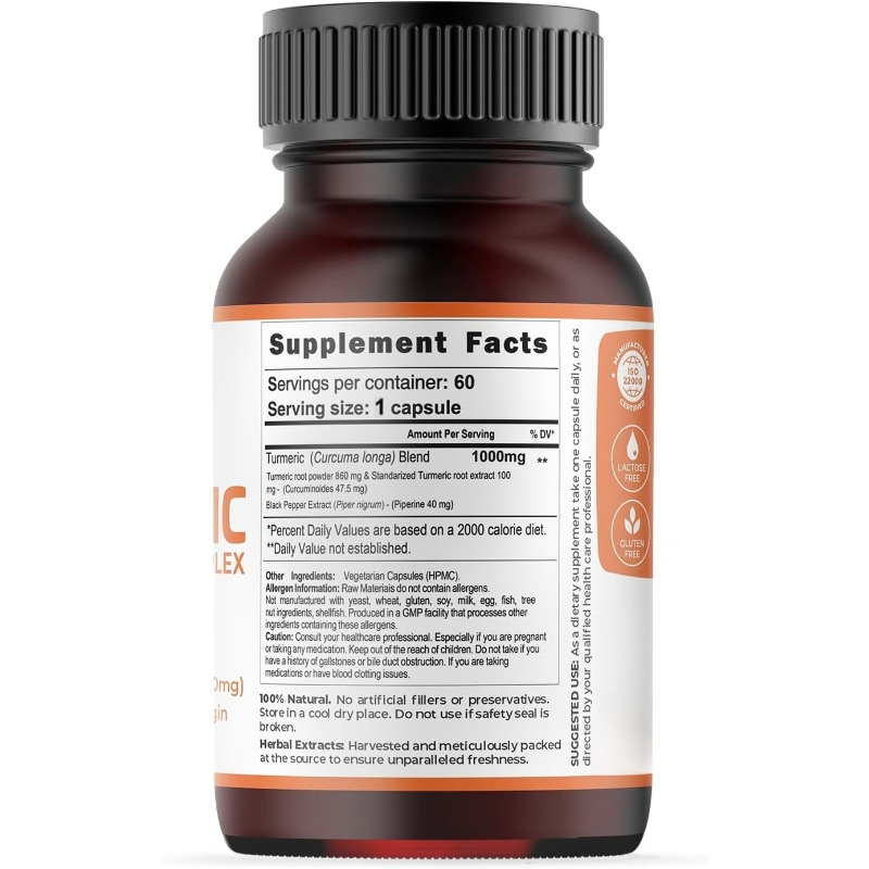 Kurkuma-Kapseln 1000mg mit 95% – Turmeric Curcumin Capsule Bewertung und Preis